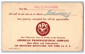 1952 American Pharmaceutical Company Laboratories New York NY Vintage Postcard 