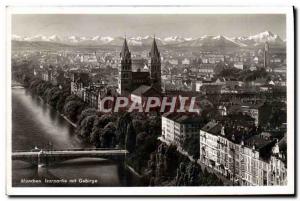 Old Postcard Munchen Isarpartie Mit Gebirge