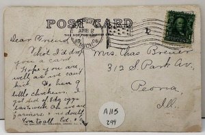 1906 RPPC Who Says I'm Scart Little Boy 1908 Mich to Peona ILL Postcard E4