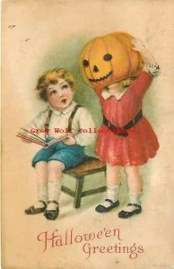 Halloween, Boy, Girl with JOL Mask, No. 1901