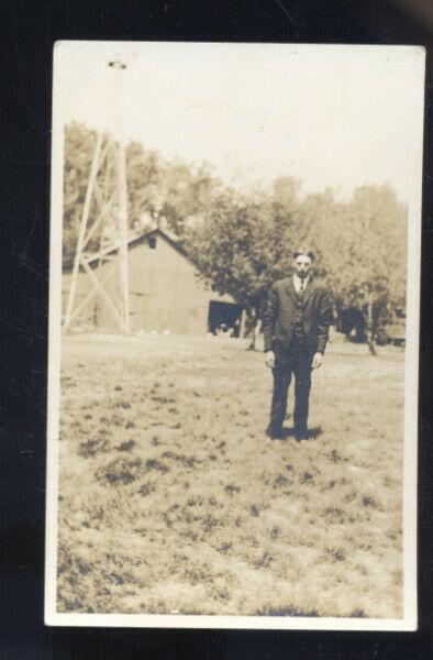 RPPC DOWNS KANSAS MASTER OLEN SAMUELSSEN WINDMILL FARM REAL PHOTO POSTCARD