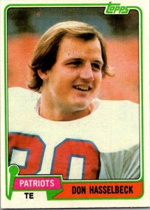 1981 Topps Football Card Don Hasselbeck New England Patriots sk10371