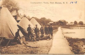 Headquarters Tents FORT SLOCUM, NEW YORK Military Army 1918 Vintage Postcard