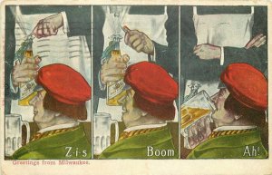 Artist impression Beer Zis Boom Ah! C-1910 Milwaukee Wisconsin Postcard 3855