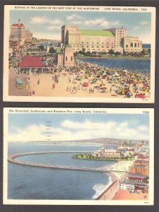 J37 Long Beach, 2 Pcs. Rainbow Pier 1940  and Bathing in the Lagoon 1940