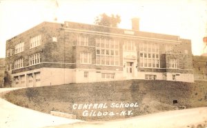 Gilboa NY Central School Note Garage Doors, Real Photo Postcard