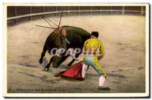 Old Postcard Bullfight Bullfight Marquez in a pase de muleta of castigo