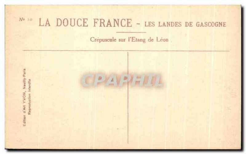 Old Postcard La Douce France Les Landes De Gascogne Crepuscule on & # 39Etang...