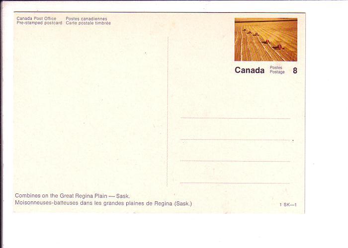 Conbines, Great Regina Palin, Saskatchewan Canada Post Matching 8 Cent Stamp ...