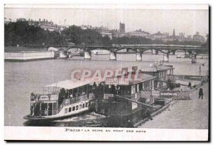 Paris Old Postcard The Seine at the bridge of arts