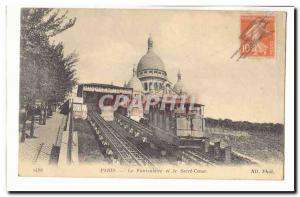 Paris (18th) Old Postcard The funicular and Sacré Coeur