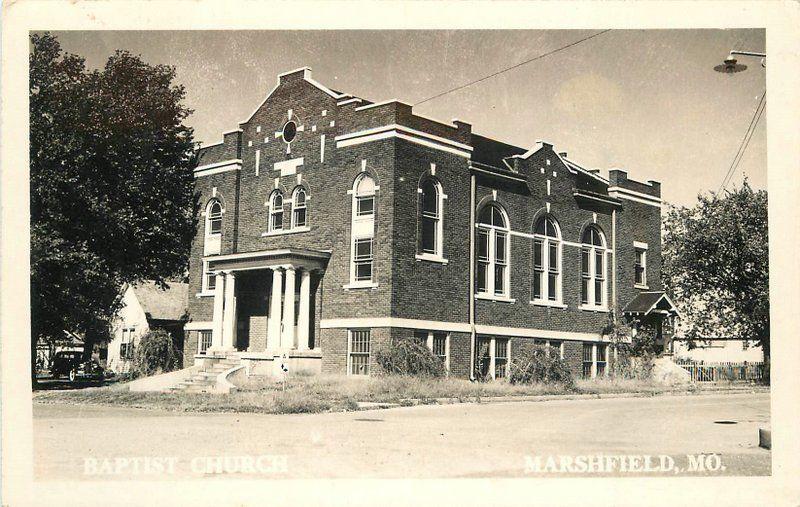 Baptist Church 1940s Marshfield Missouri RPPC real Photo postcard 11186