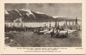 Trucks Rolling Toward Donjek River YT Yukon US Army NFB #8 Postcard F39