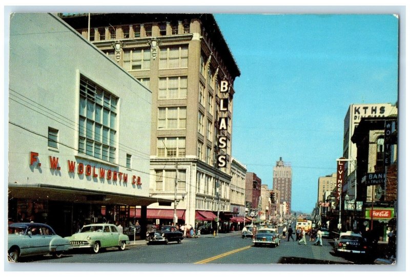 c1960's Main Street Looking North In Heart Of Downtown Little Rock AR Postcard