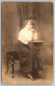 RPPC Pretty Lady  Dorchester Ave. South Boston MA  Real Photo  Postcard  c1910