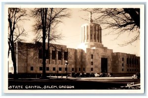 c1940's State Capitol Building Cars Salem Oregon OR Vintage RPPC Photo Postcard