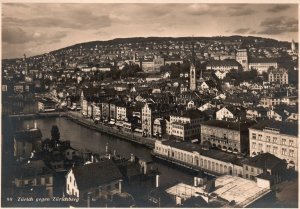 Vintage Postcard Real Photo Zurich Gegen Zurichberg Switzerland CH RPPC