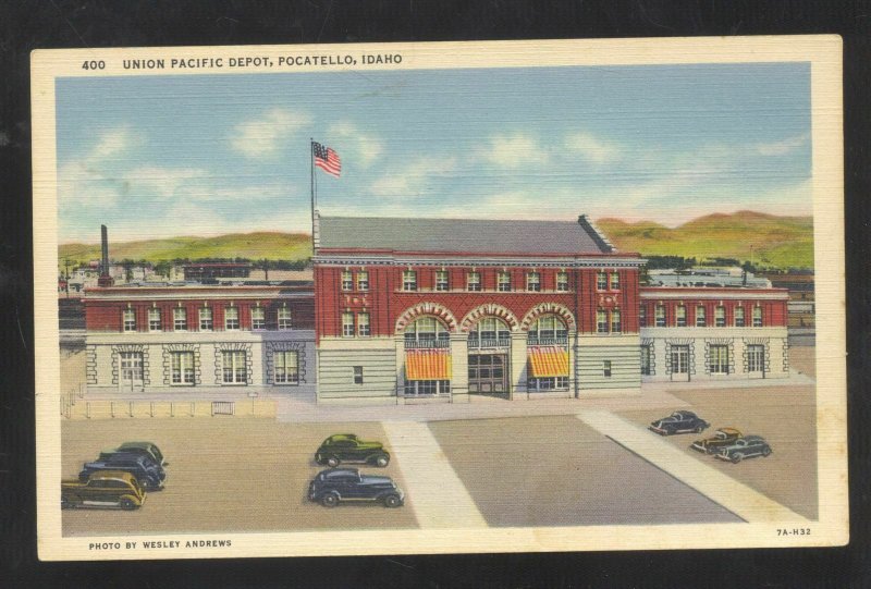 POCATELLO IDAHO UNION PACIFIC RAILROAD DEPOT TRAIN STATION VINTAGE POSTCARD