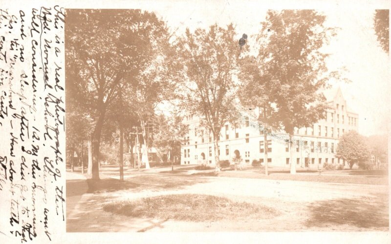 Postcard Real Photo 1906 North Adams Normal School MA Building View RPPC 