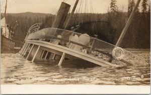 Wreck of Steamer 'Spokane' Seymour Narrows c1911 Winter & Pond RPPC Postcard F21
