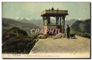 Old Postcard Lourdes Summit of the Pic du Jer and the Pyrenees Dog