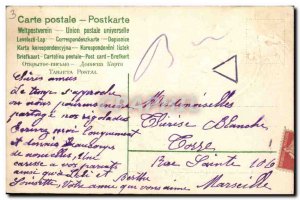 Old Postcard Fantasy Flowers Harp