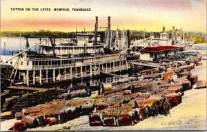 Linen Postcard Cotton on the Levee in Memphis, Tennessee~3675