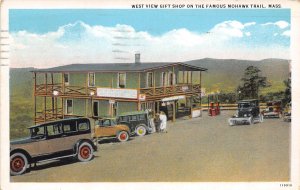 West View Gift Shop Cars Mohawk Trail Massachusetts 1931 postcard