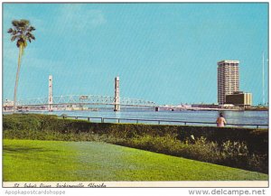 St John's River Main Street Bridge and Gulf Life Building Jacksonville F...