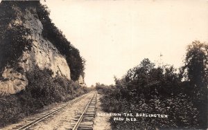 J31/ Peru Nebraska RPPC Postcard c1910 Burlington Railroad Tracks Cut 300
