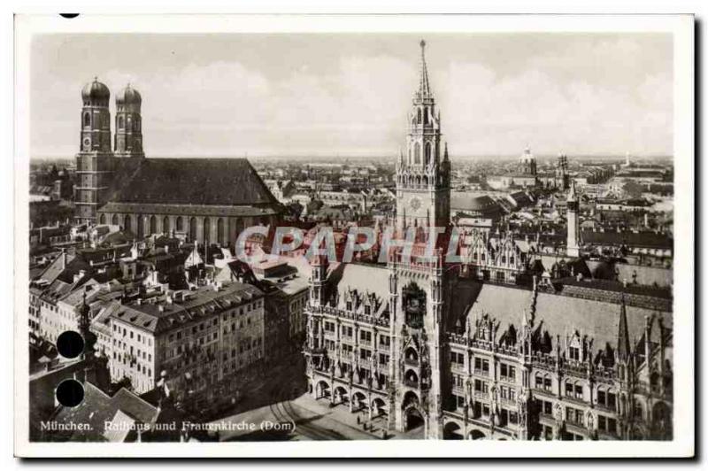 Postcard Modern Munchen Rathaus und Dom Frattenkirche