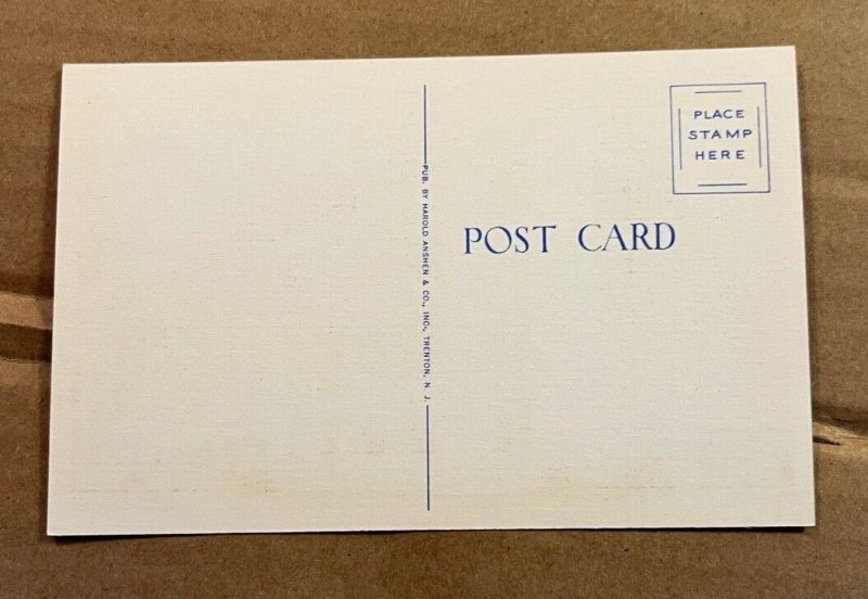 VINT AGE UNUSED LINEN POSTCARD - UNITED STATES POST OFFICE, TRENTON, NEW JERSEY