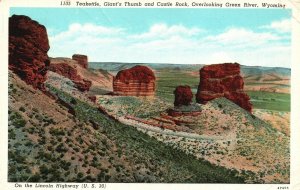 Vintage Postcard Teakettle Giant's Thumb Castle Rock Overlooking Green River WY