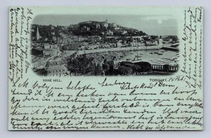 VANE HILL TORQUAY ENGLAND TO NETHERLANDS COURT SIZE CYANOTYPE POSTCARD 1901