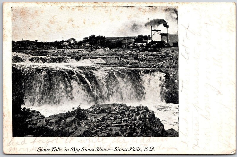 1911 Sioux Falls Big River South Dakota SD Waterfalls Attraction Posted Postcard