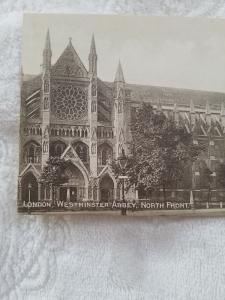 Antique Postcard of Westminster Abbey, North Front. Unposted. Print of a picture