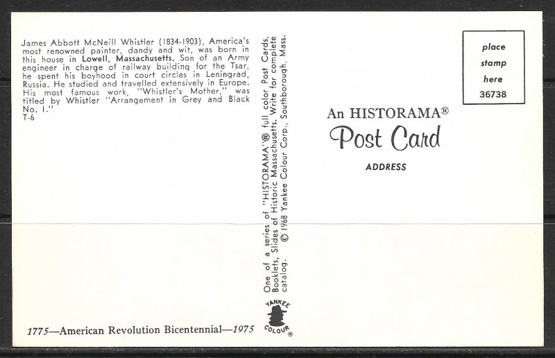 Massachusetts, Lowell - James Whistler's Home - [MA-076]
