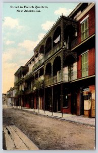 Street In French Quarters New Orleans Louisiana Buildings And Roadway Postcard