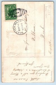 Christmas Postcard Holly Berries Winter Scene Gel Gold Gilt Seattle WA 1913