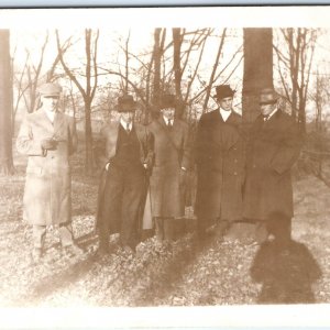 c1910s Outdoor Gangster Gentleman RPPC Group Classy Men Real Photo PC Smoke A162