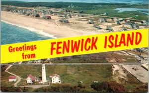 Vtg Greetings from Fenwick Island Lighthouse Delaware DE Multiview Postcard