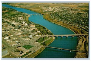 Saskatoon Sask Canada Postcard Aerial View Potash Capital of the World c1950's