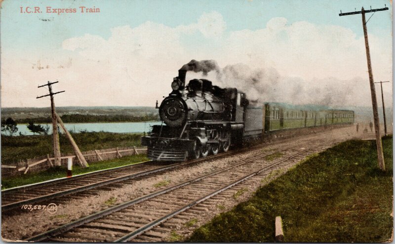 ICR Express Train Intercolonial Railway Charleroy Cancel Postcard G99