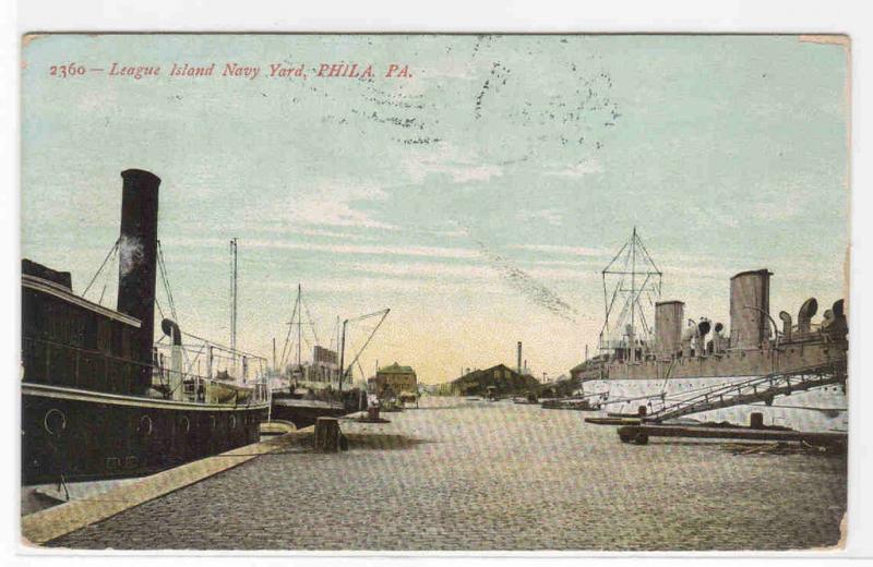 League Island Navy Yard Battleship Philadelphia PA 1910c postcard