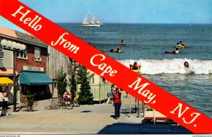 New Jersey Cape May Hello Showing Surf and Bathers & Washington Street Mall