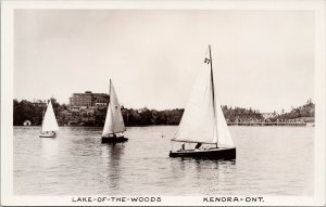 Kenora Ontario Lake Of The Woods Sailboats Sail Boats Unused RPPC Postcard H19