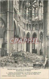 Old Postcard Reims In its 1914 bombing 18 years Interior of the Cathedral Cho...