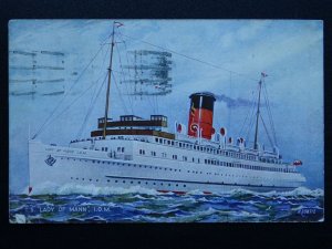 Isle of Man Shipping T.S. LADY OF MANN Ferry c1930s Postcard by Valentine