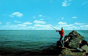 Fishing  Off Jetty Cape Cod Massachusetts