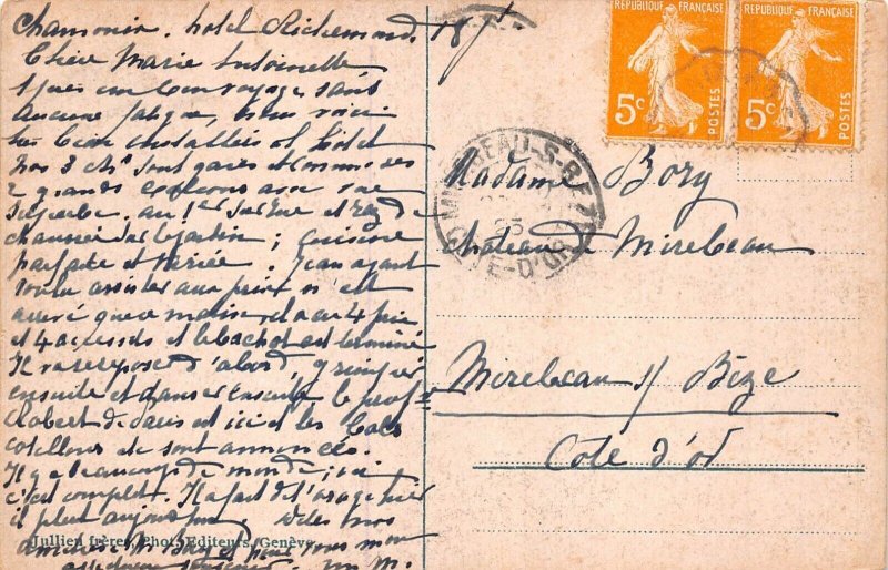 L095 France 1923 Chamonix L'Aiguille Verte Mountain Peaks vintage postcard